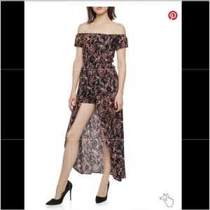 NWT off shoulder romper with maxi skirt